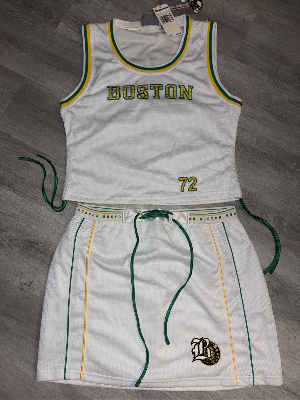 Boston White Mesh Skirt - Athletic Drawstring Waist